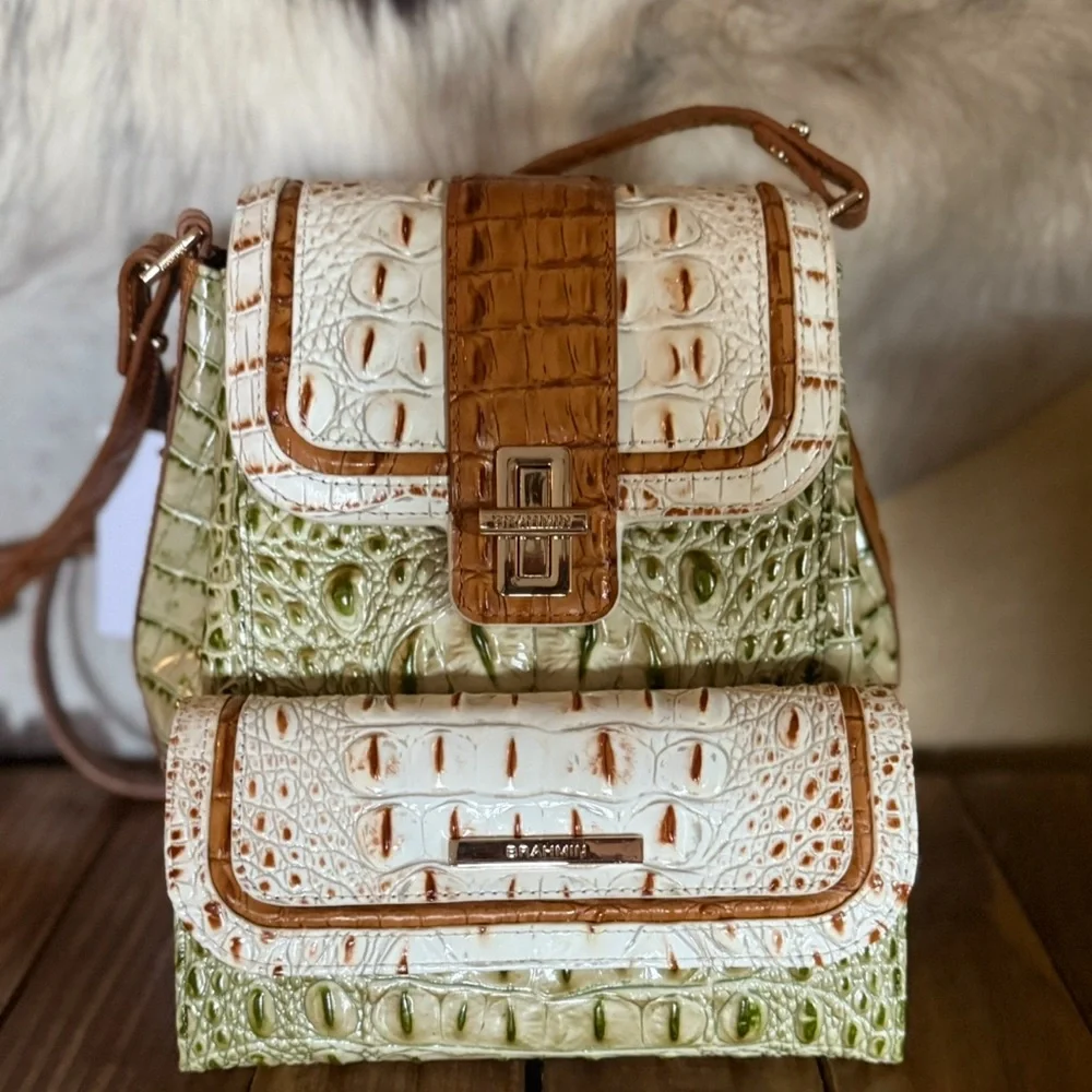 NWT SET ~ Brahmin Fern Williamette Green Margo with Cordelia Wallet - Picture 2 of 16